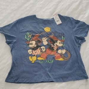 NWT Western Mickey & Minnie Crop Top XXL